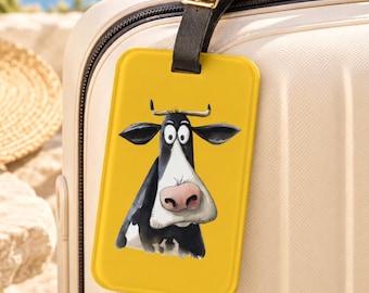 Funny Cow Luggage Tag: Acrylic Barnyard Animal Travel Accessory