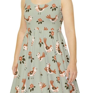 Women&#39;s Dresses, Bird Print Dress, Bird Lover, Garden Party Dress, Bird Pattern Clothing, Church Dress, Work Dress, Brunch Dress, Bird Fan