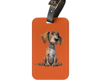 Etiqueta de equipaje con estampado de perro divertido: accesorios de viaje acrílicos