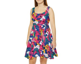 Womens clothing - Pop art print dress - dresses for women XS to 2XL