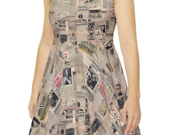 Carrie Newspaper Dress, 90s Cocktail Party Style, Summer Dress - Etsy