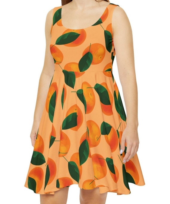 Buy Citrus Print Dress: Sleeveless Orange Grove Design Online in India -  Etsy