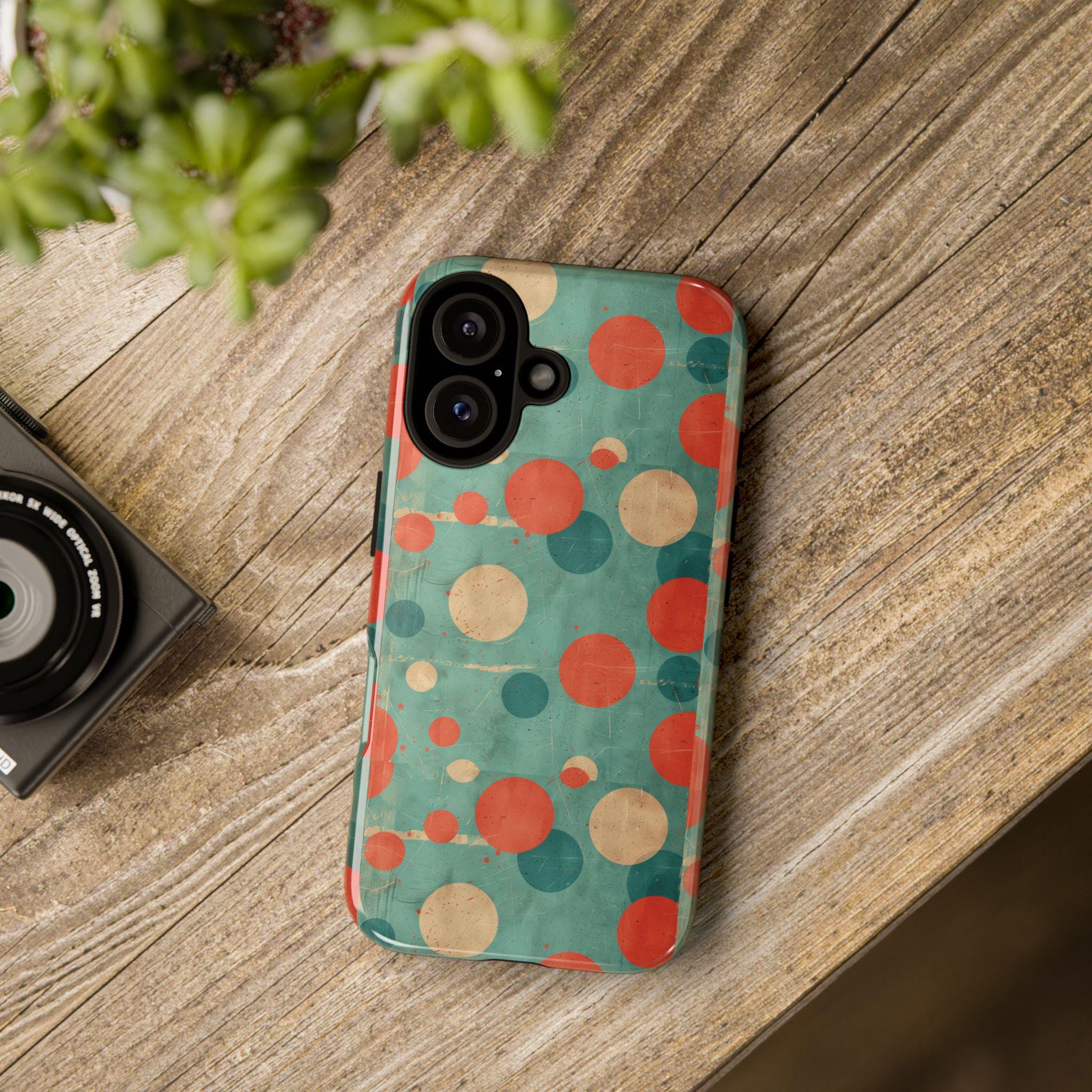 Vintage Polka Dot Phone Case: Retro Tough Protection