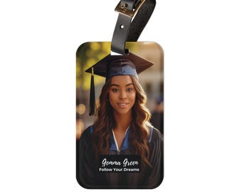 Personalized Acrylic Luggage Tag: Keepsake Gift with Leather Strap