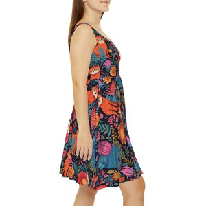 Cat Print Sleeveless Dress: Quirky Feline Circle Hem Dress immagine 4