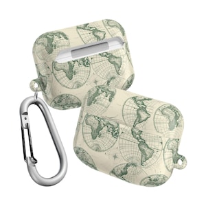Étui pour AirPod Map vintage, design naturel pour les amateurs de voyages, accessoire unique à offrir, rangement mignon pour écouteurs, technologie respectueuse de l'environnement