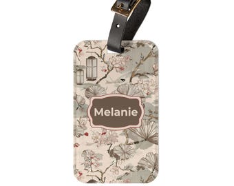 Personalized Asian Floral Luggage Tag, Acrylic Travel Accessory