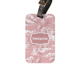 Personalized Vintage Luggage Tag, Travel Tags, Custom Name Tag, Gift for Travelers, Floral Design