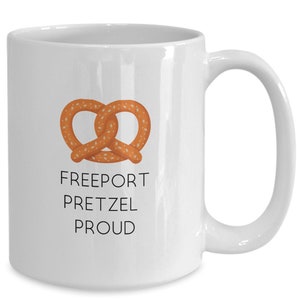 Pretzel mug, New Berlin Pretzel, Freeport Pretzel mug,  Freeport IL,  Freeport pretzel mug, Freeport IL gift, Freeport pretzel gift, mascot