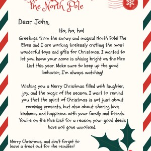 Carta de Papá Noel editable