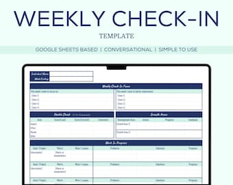 Weekly Team Member Check-In Template for Google Sheets, Weekly Check-In Spreadsheet, Team Member Management, Leadership/Growth Spreadsheet