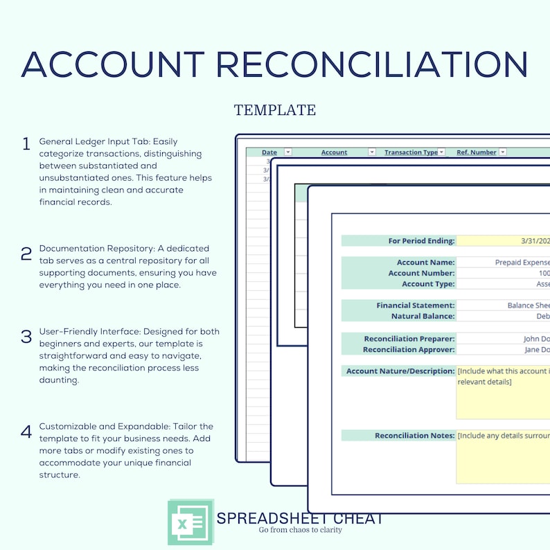 Account Reconciliation Template: MS Excel Spreadsheet (digital Download ...