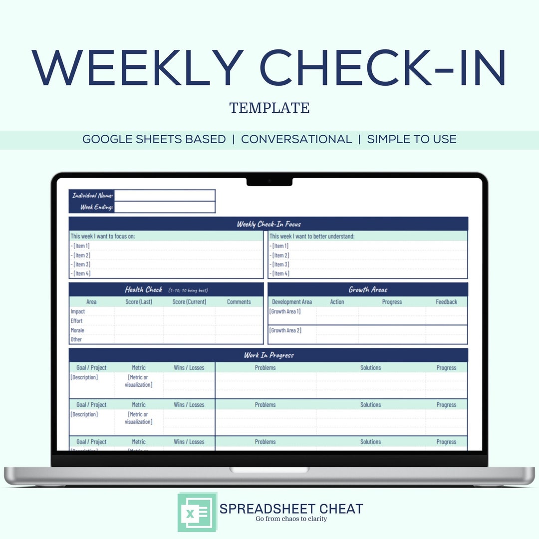 Modelo De Check in Semanal De Membros Da Equipe Para Planilhas Do 