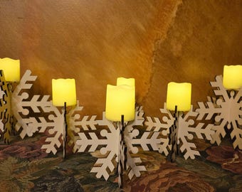 Rustic Snowflake Candleholders,Winter Decor,Cozy Tealight Holders,Mix and Match Colors and Sizes,16 Color Choices,Winter Beauty on a Budget