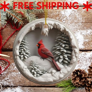 3D Keramik Ornament, 2-seitiges Design, Weihnachtsgeschenk, Baumschmuck, Winterschmuck, Home Decor