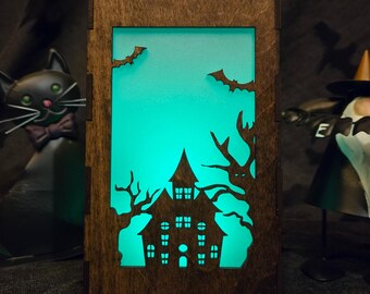 Handmade Halloween Tealight Lantern: Spooky Haunted House Decor