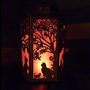 Cat Lovers Tealight Lantern,cat Lover Gift,adorable Cats With Birds ...