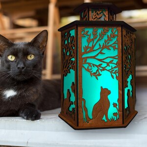 Cat Lovers Tealight Lantern,cat Lover Gift,adorable Cats With Birds ...