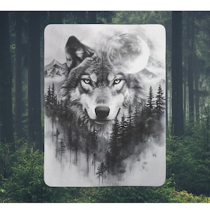 Wolf Mond Fleece Decke: Cabin Decor, Geschenk für Naturliebhaber
