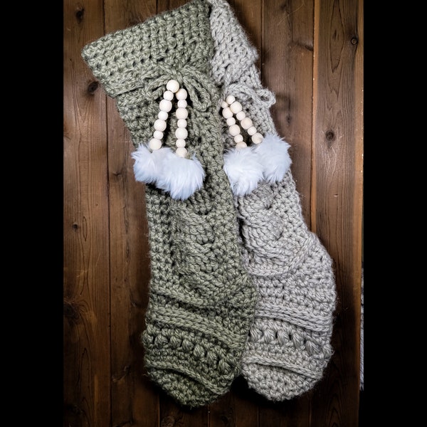 Cable Stocking - PDF Crochet PATTERN - Digital Download