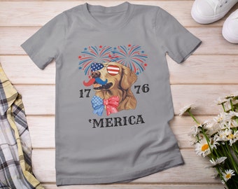 Patriotic Golden Retriever Dog Shirt, USA 4th of July Apparel