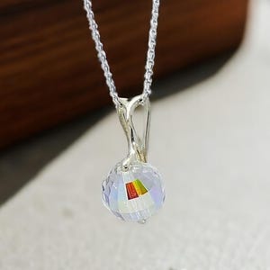 Disco ball . Swarovski necklace . Aurora borealis necklace . Crystal necklace .  Sterling silver . Wedding necklace . Crystal pendant