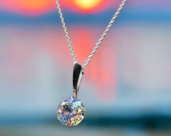 Collar de cristal de Swarovski: colgante de plata de ley Aurora Borealis