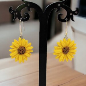 Handmade Sunflower Earrings: Polymer Clay, Hypoallergenic Steel