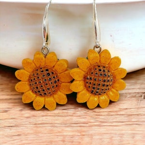 Handmade Sunflower Earrings: Polymer Clay, Surgical Steel Posts