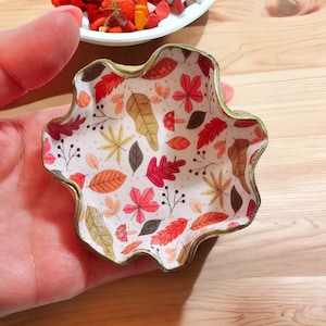 Polymer Clay dish ,  Clay jewelry tray  . Autumn desk decor