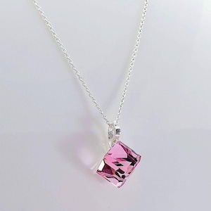Swarovski crystal necklace . Cubist . Cube necklace . Sterling silver . Wedding necklace . Cubist crystal
