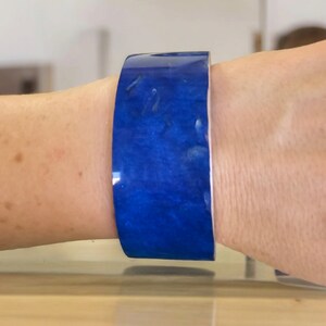 Royal Blue Epoxy Resin Cuff Bracelet: Dried Roses Petals