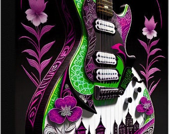 Green and Purple Electric Guitar