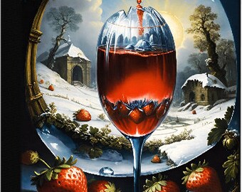 Strawberries, Juice, Snow