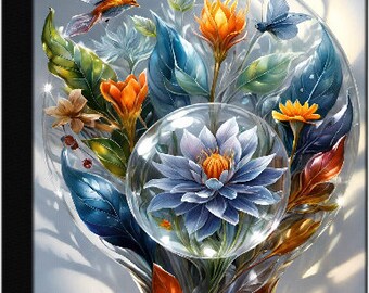 Colorful Flower Vase, Birds