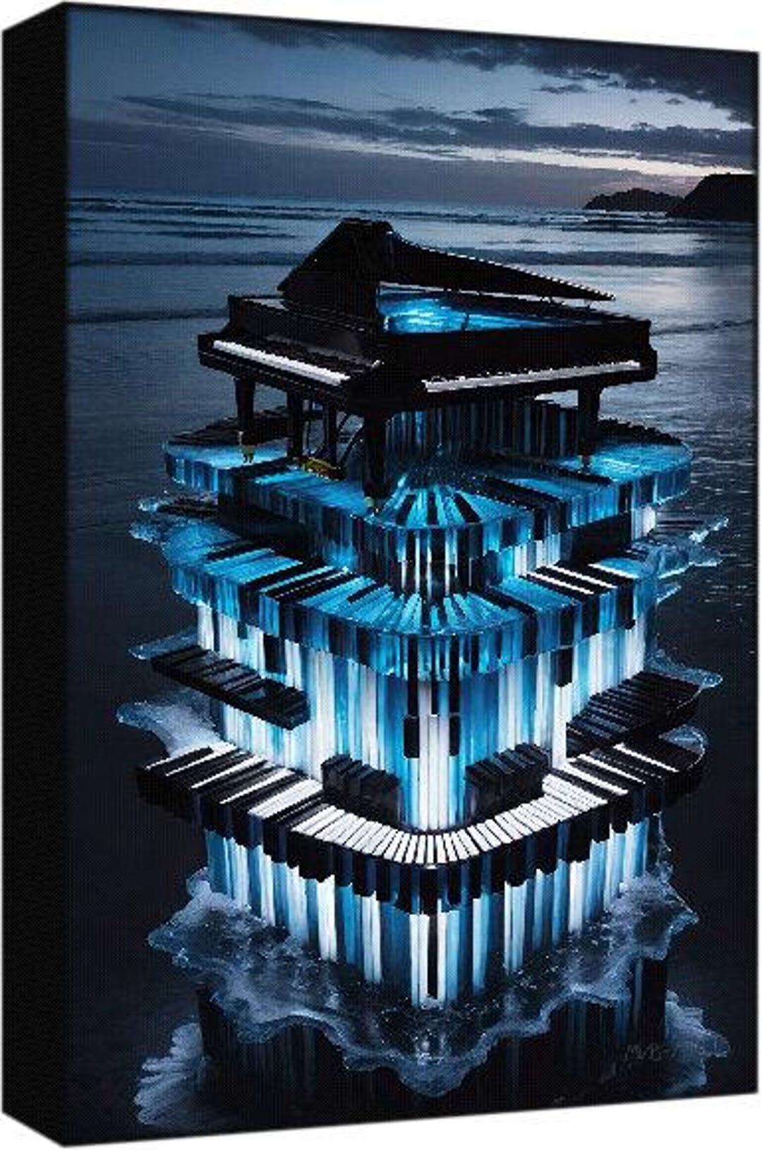 Keyboard Tower, Piano, Blue Lights, Ocean - Etsy