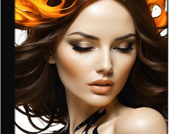 Young Woman's Hair on Fire