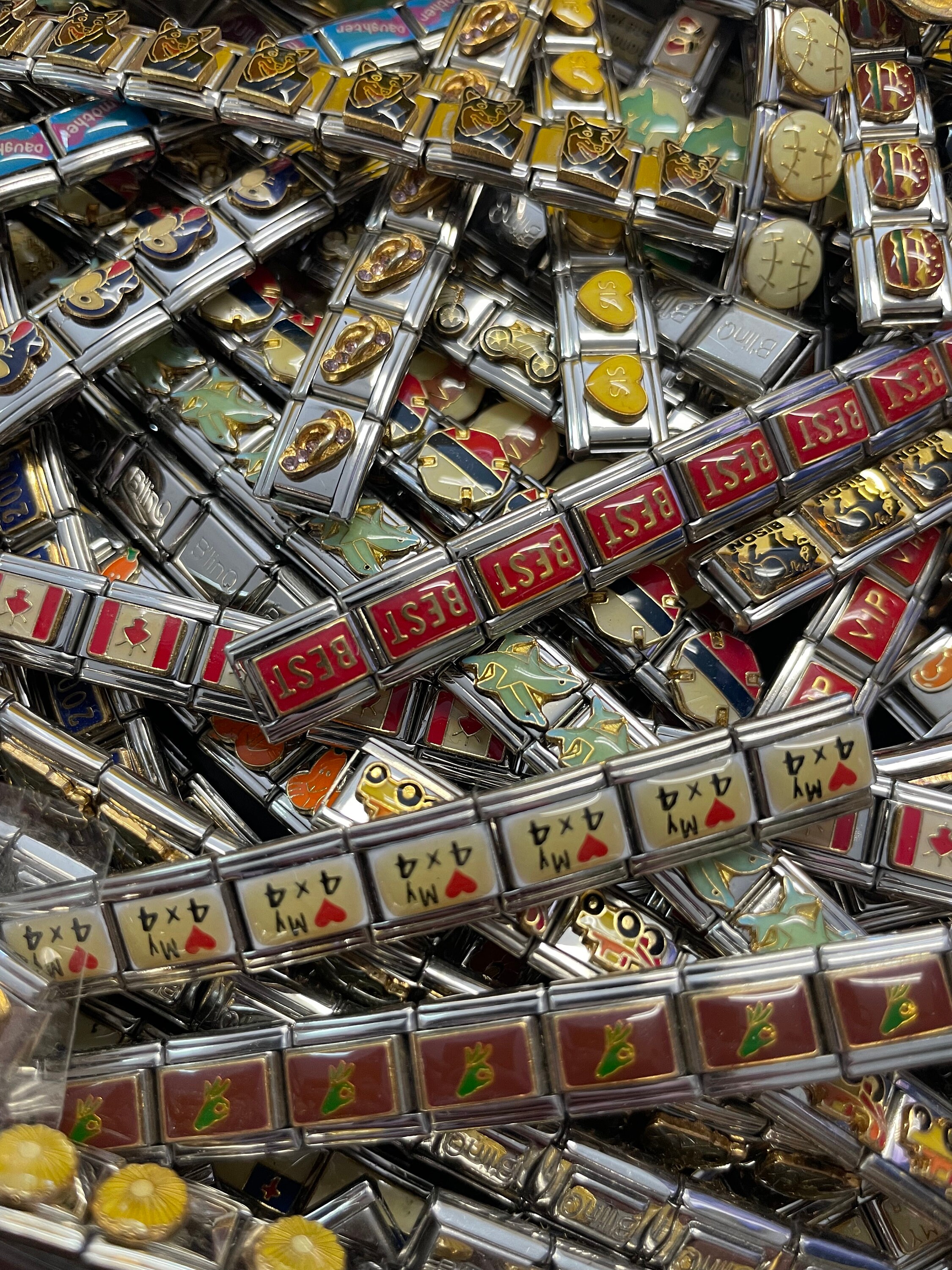 500 Pieces Italian Charm Bracelet Links 9mm With 5 Starter Bracelets