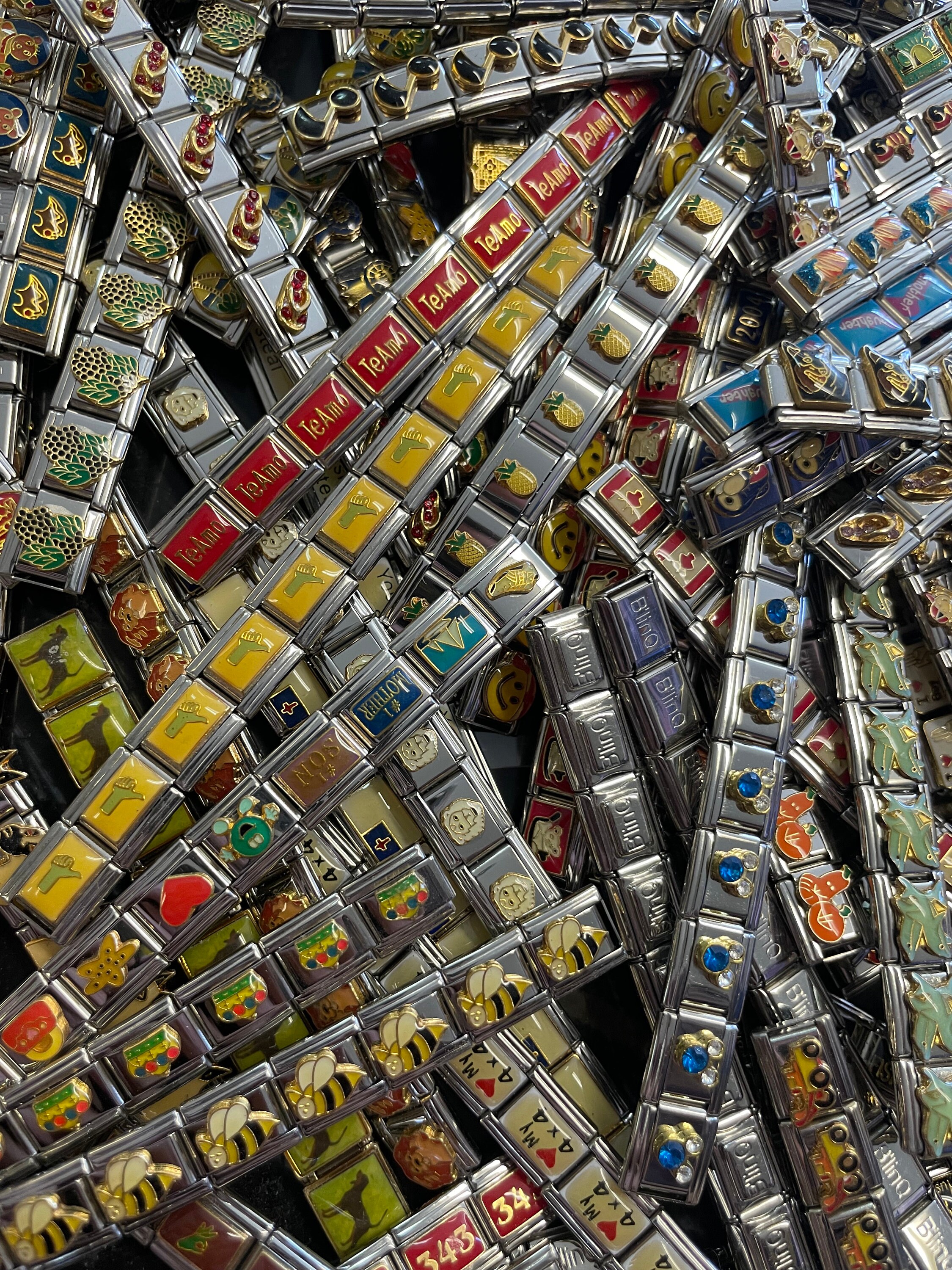 500 Pieces Italian Charm Bracelet Links 9mm With 5 Starter Bracelets