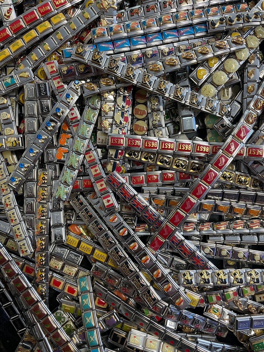 500 Pieces Italian Charm Bracelet Links 9mm With 5 Starter Bracelets