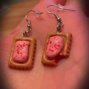 Pastry earrings, breakfast food earrings, dessert earrings, cute earrings, frosted pop-tart earrings, mini food jewelry,