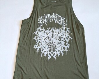 XL tank | lino print and screen print | butterfly everlasting