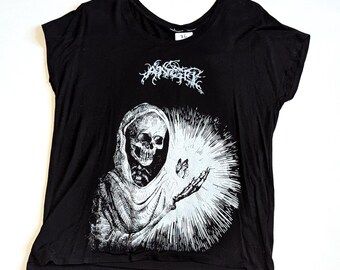 XL top | butterfly skeleton angel screen prints