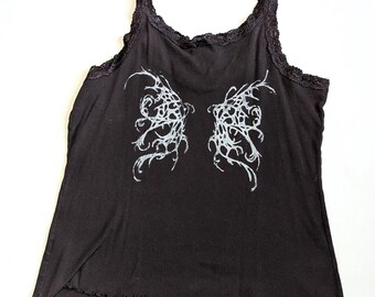 XXXL tank | lino printed | screen printed | fairy wings | everlasting