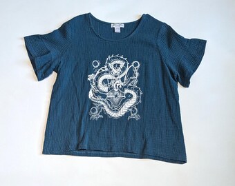 XL top | dragon screen print | collab w/ Alki Studio