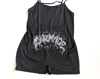XL romper | original lino print | carnage