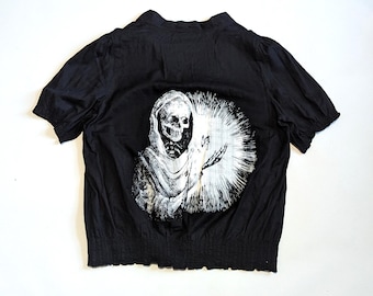 XL top | butterfly and skeleton screen print
