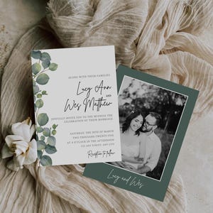 Eucalyptus Wedding Invitation Template: Greenery Floral (DIY Editable)