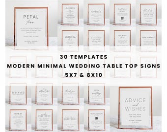 Modern Wedding Sign Bundle | Wedding Reception Table Signs Template | Calligraphy Wedding Signs | Black and White Wedding Signage