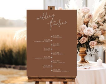 Terracotta Wedding Timeline Sign: Boho Order of Events (Canva Template, Digital Download)